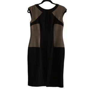 Anne Klein  Black and Gold Sheath Dress Size 4